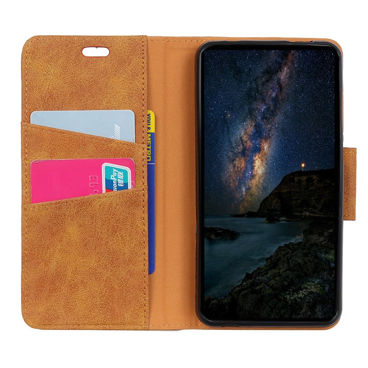 Vintage Split Leather Wallet Stand Mobile Cover for Samsung Galaxy S9 G960 - Brown-5
