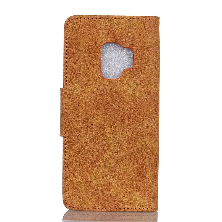 Vintage Split Leather Wallet Stand Mobile Cover for Samsung Galaxy S9 G960 - Brown-7