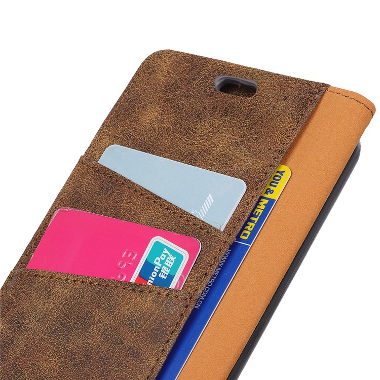 For Samsung Galaxy S9 G960 Vintage Split Leather Wallet Stand Phone Folio Cover - Coffee-4