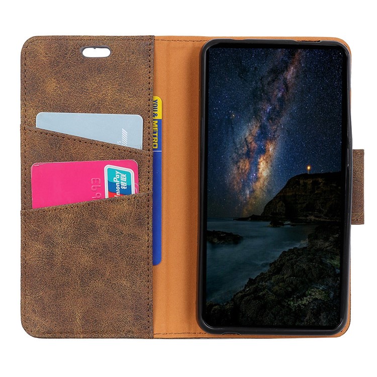 For Samsung Galaxy S9 G960 Vintage Split Leather Wallet Stand Phone Folio Cover - Coffee-5