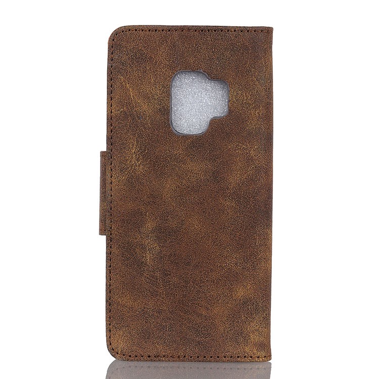 For Samsung Galaxy S9 G960 Vintage Split Leather Wallet Stand Phone Folio Cover - Coffee-7