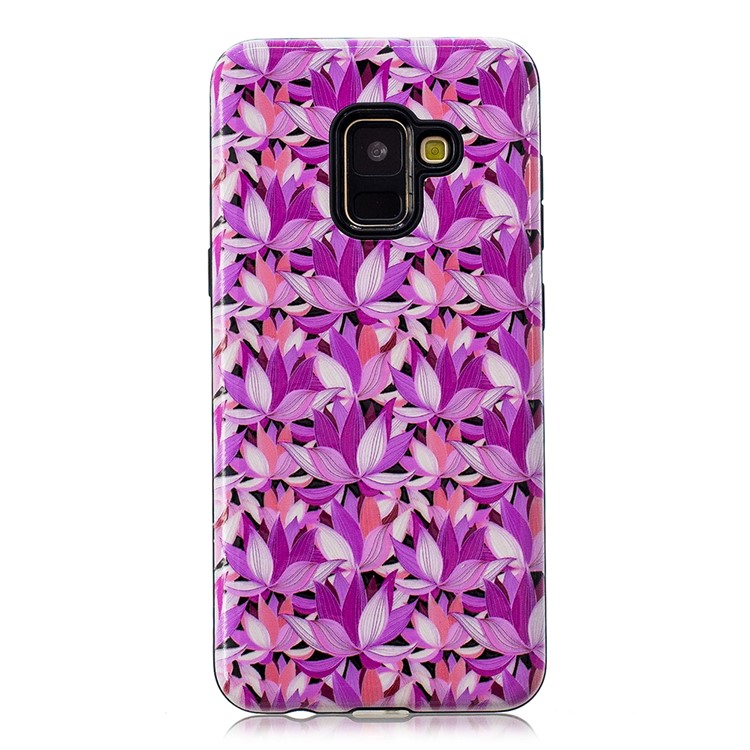 Embossed Rubberized PC TPU Protective Case for Samsung Galaxy A8 (2018) - Flowers-2
