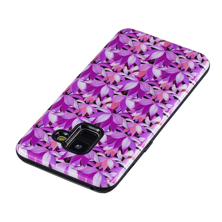 Embossed Rubberized PC TPU Protective Case for Samsung Galaxy A8 (2018) - Flowers-3
