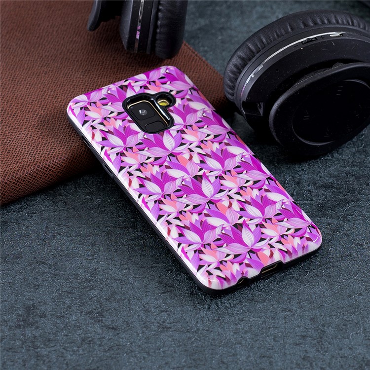 Embossed Rubberized PC TPU Protective Case for Samsung Galaxy A8 (2018) - Flowers-4