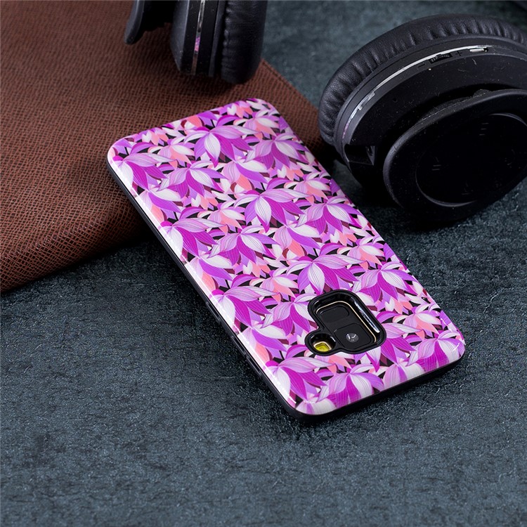 Embossed Rubberized PC TPU Protective Case for Samsung Galaxy A8 (2018) - Flowers-5