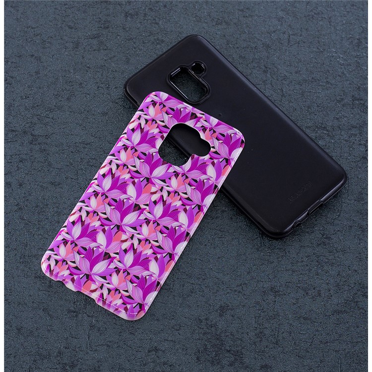 Embossed Rubberized PC TPU Protective Case for Samsung Galaxy A8 (2018) - Flowers-6