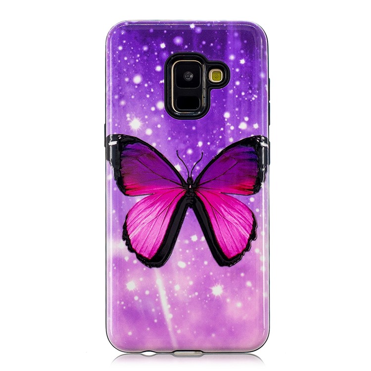 Embossed Rubberized PC TPU Protective Cover for Samsung Galaxy A8 (2018) - Butterfly-2