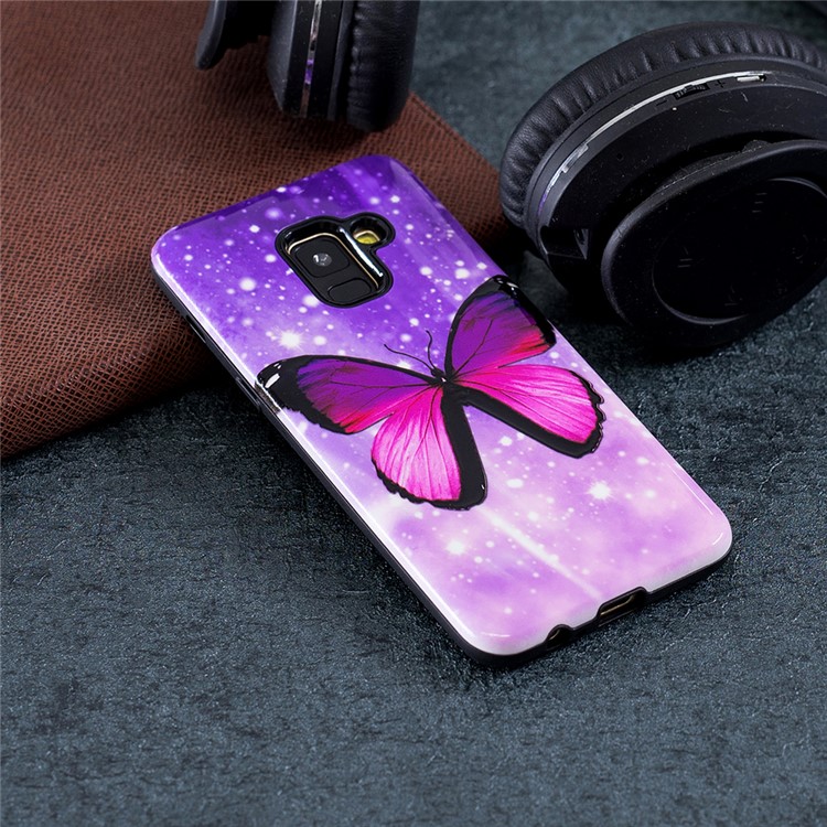 Embossed Rubberized PC TPU Protective Cover for Samsung Galaxy A8 (2018) - Butterfly-4