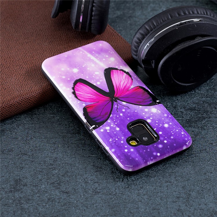 Embossed Rubberized PC TPU Protective Cover for Samsung Galaxy A8 (2018) - Butterfly-5