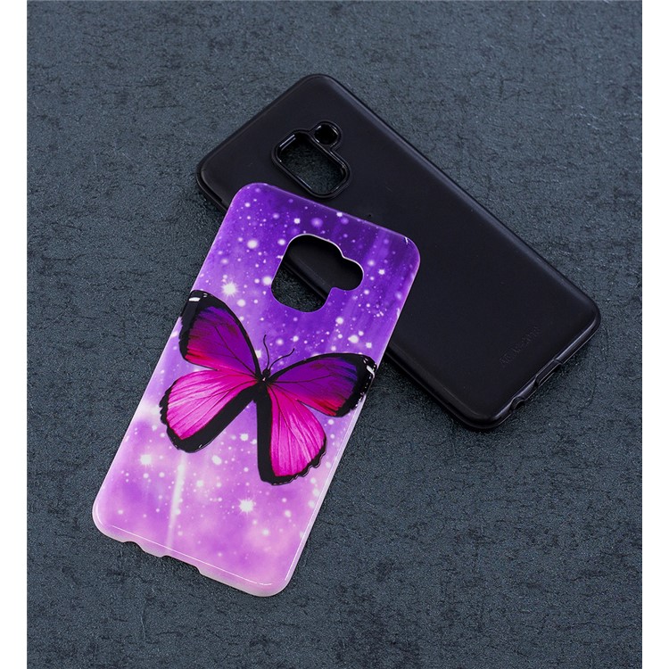 Embossed Rubberized PC TPU Protective Cover for Samsung Galaxy A8 (2018) - Butterfly-6