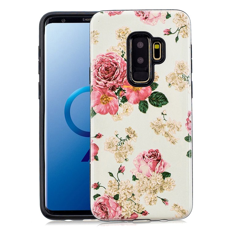 

Embossed Rubberized PC TPU Hybrid Protective Case for Samsung Galaxy S9 Plus SM-G965 - Pink Flower