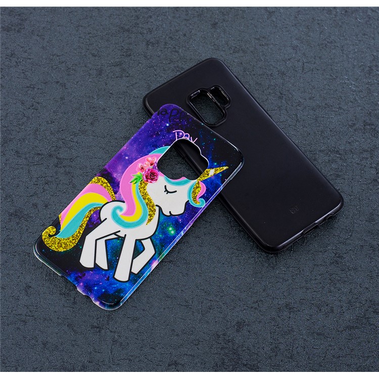 Rubberized Embossed Pattern PC TPU Hybrid Cellphone Shell for Samsung Galaxy S9 SM-G960 - Unicorn-6