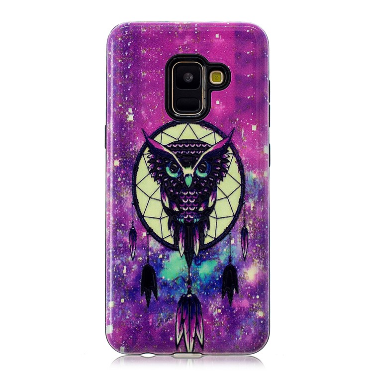 Rubberized Embossed Pattern PC TPU Hybrid Phone Protection Case for Samsung Galaxy S9 SM-G960 - Dream Catcher with Owl-2