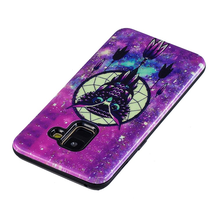 Rubberized Embossed Pattern PC TPU Hybrid Phone Protection Case for Samsung Galaxy S9 SM-G960 - Dream Catcher with Owl-3