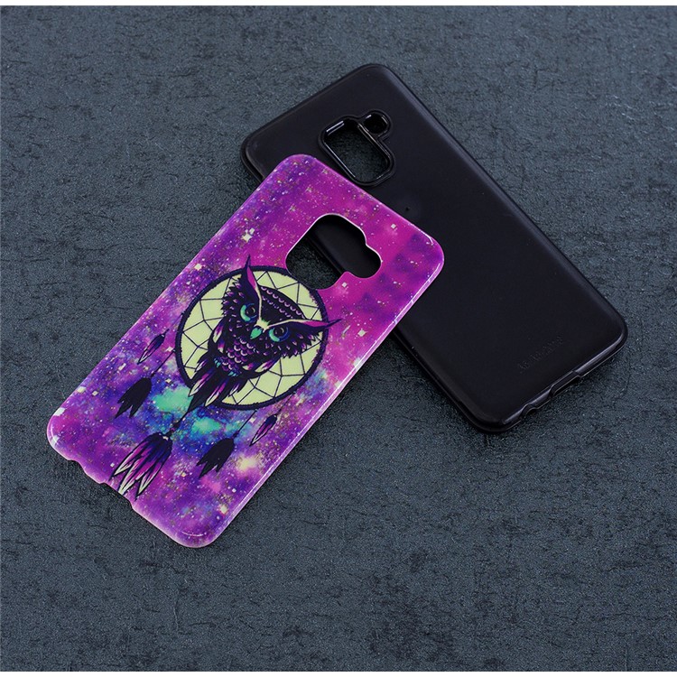 Rubberized Embossed Pattern PC TPU Hybrid Phone Protection Case for Samsung Galaxy S9 SM-G960 - Dream Catcher with Owl-4