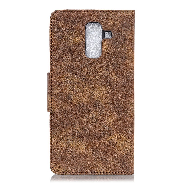 Vintage Style Cell Phone Leather Stand Case for Samsung Galaxy A6 (2018) - Coffee-7