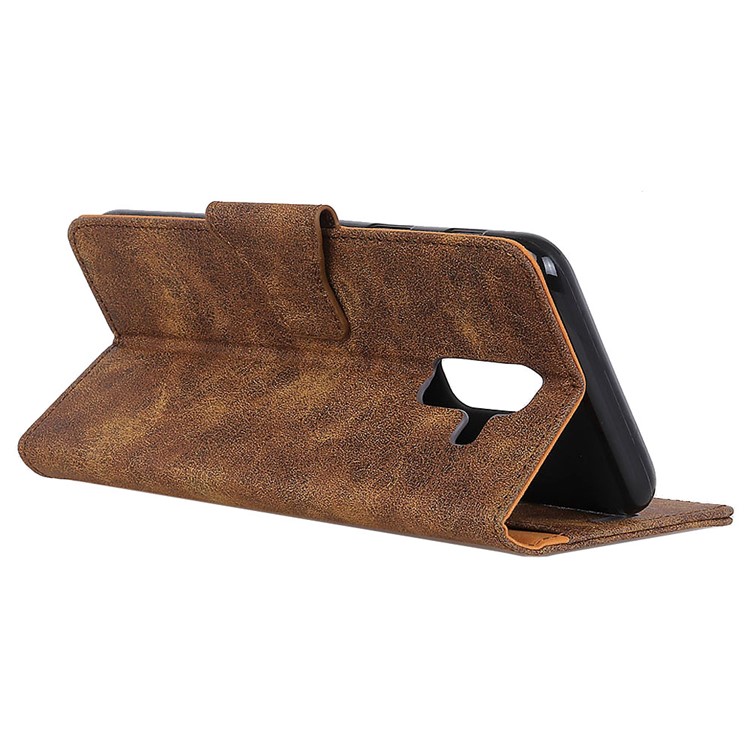 Vintage Style Cell Phone Leather Stand Case for Samsung Galaxy A6 (2018) - Coffee-9