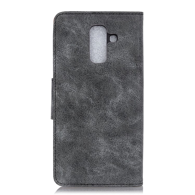 Vintage Style Wallet Leather Stand Case for Samsung Galaxy A6+ (2018) - Black-7