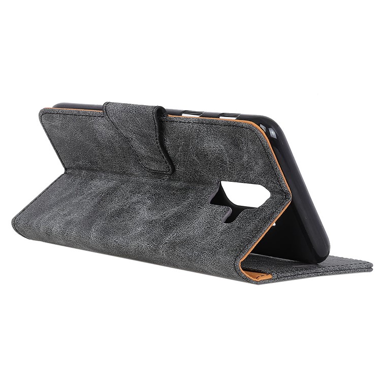 Vintage Style Wallet Leather Stand Case for Samsung Galaxy A6+ (2018) - Black-9