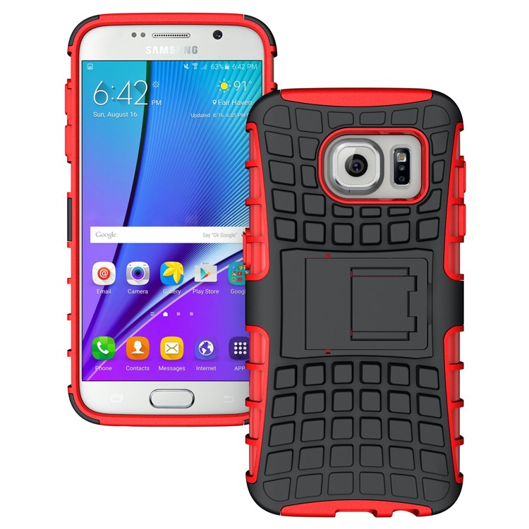 Dual Guard Non-slip PC + TPU Case for Samsung Galaxy S7 SM-G930 - Red-1