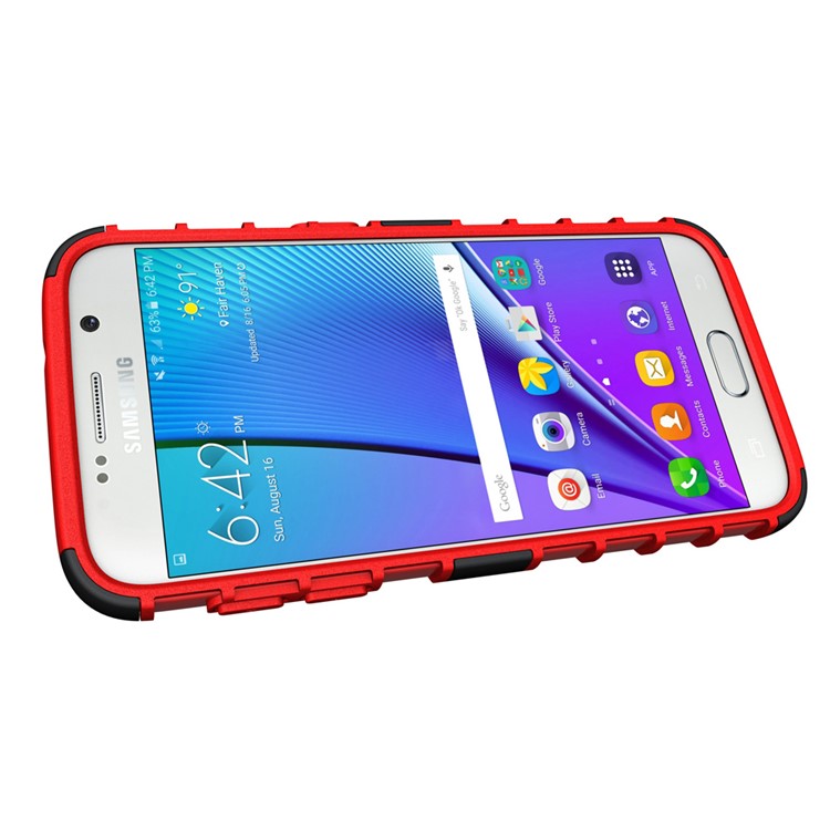 Dual Guard Non-slip PC + TPU Case for Samsung Galaxy S7 SM-G930 - Red-5