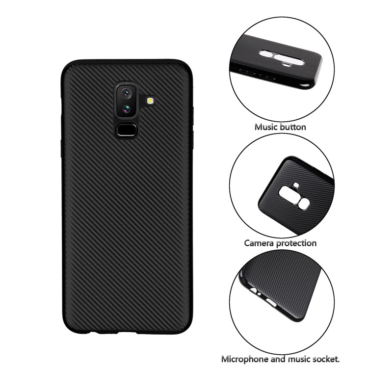Carbon Fiber TPU Case for Samsung Galaxy A6+ (2018) - Black-2