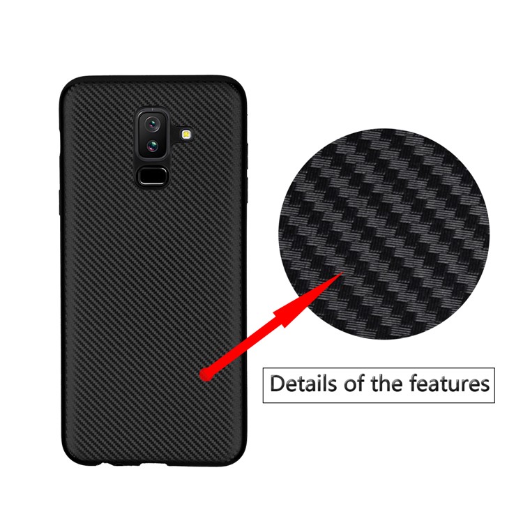 Carbon Fiber TPU Case for Samsung Galaxy A6+ (2018) - Black-3
