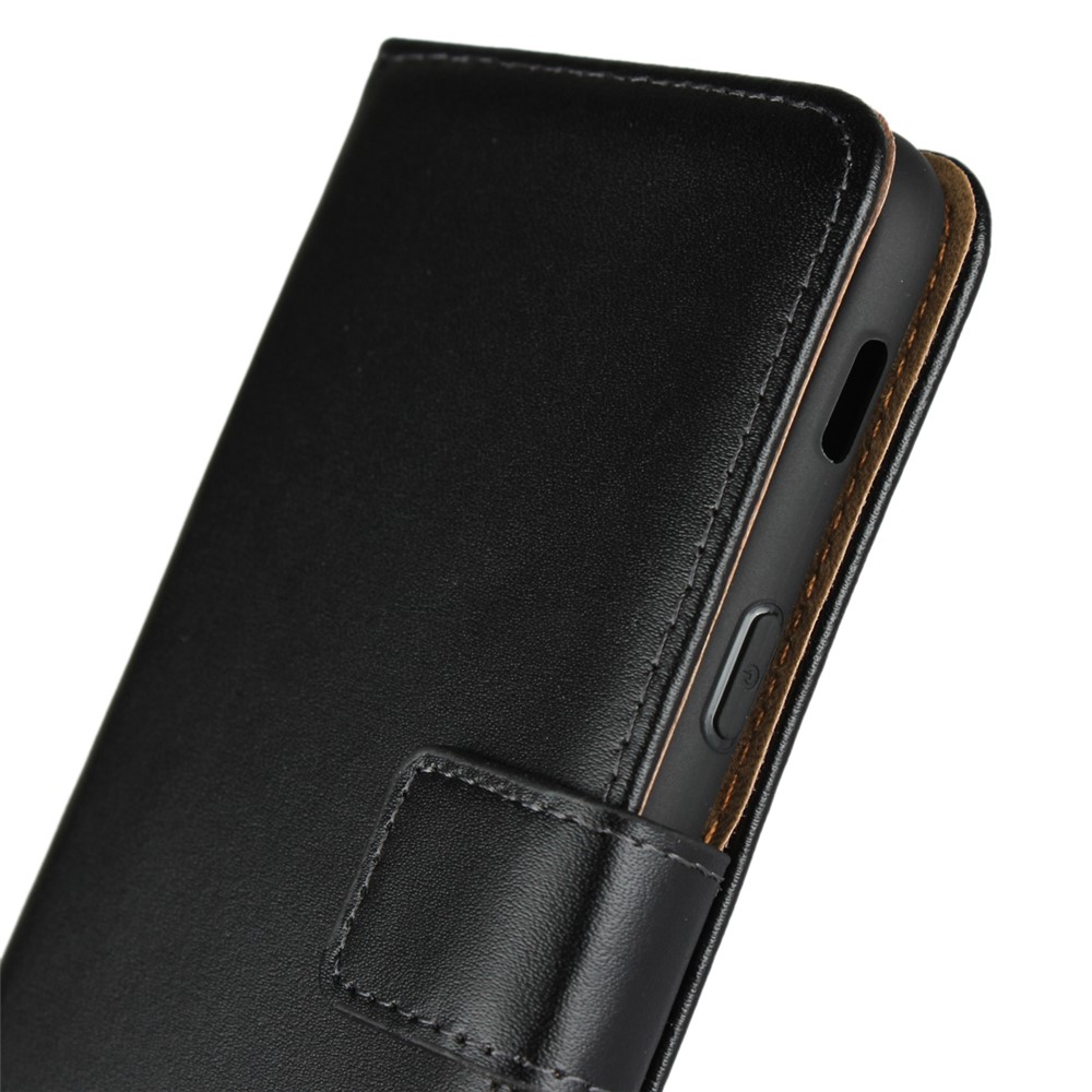 Genuine Split Leather Wallet Stand Phone Case for Samsung Galaxy A6 (2018) - Black-8