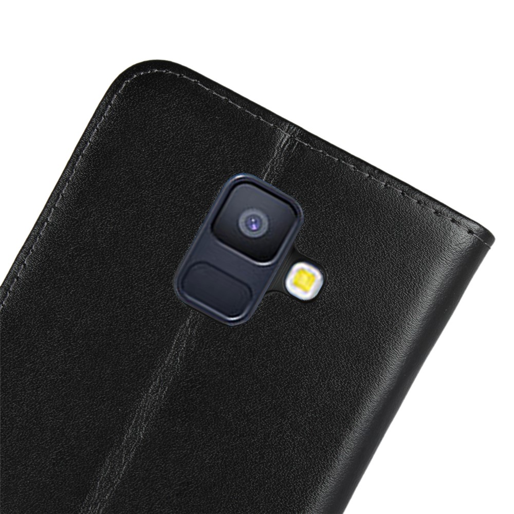 Per Samsung Galaxy A6 (2018) Punta Portafoglio In Pelle Diviso Case Telefono Protezioni Complete Anti-Drop - Nero