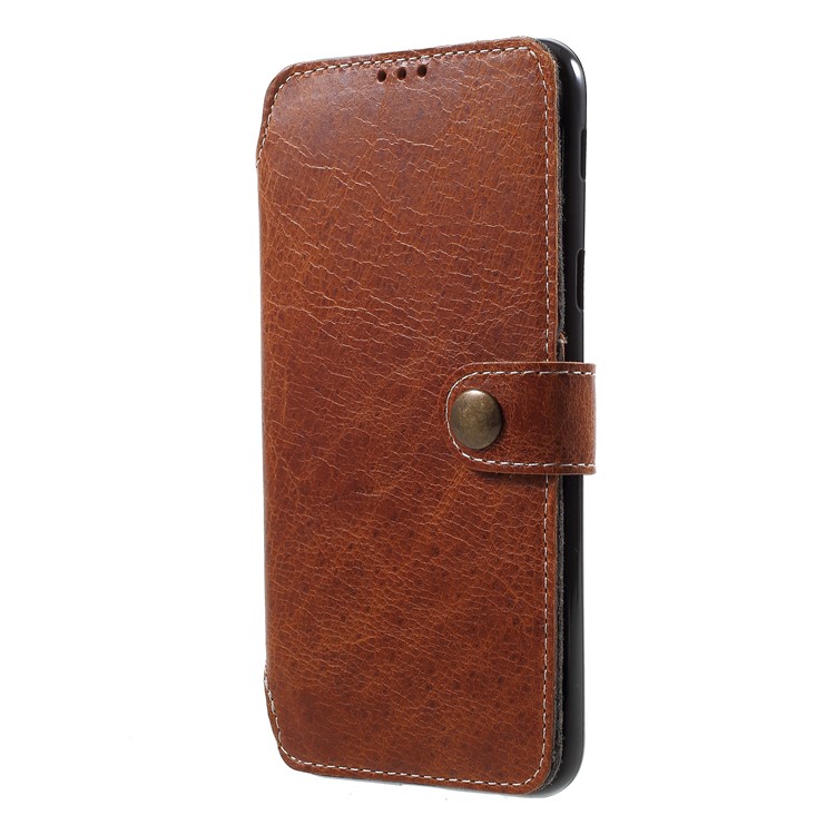Genuine Leather Wallet Phone Cover for Samsung Galaxy A6 (2018) - Brown-2