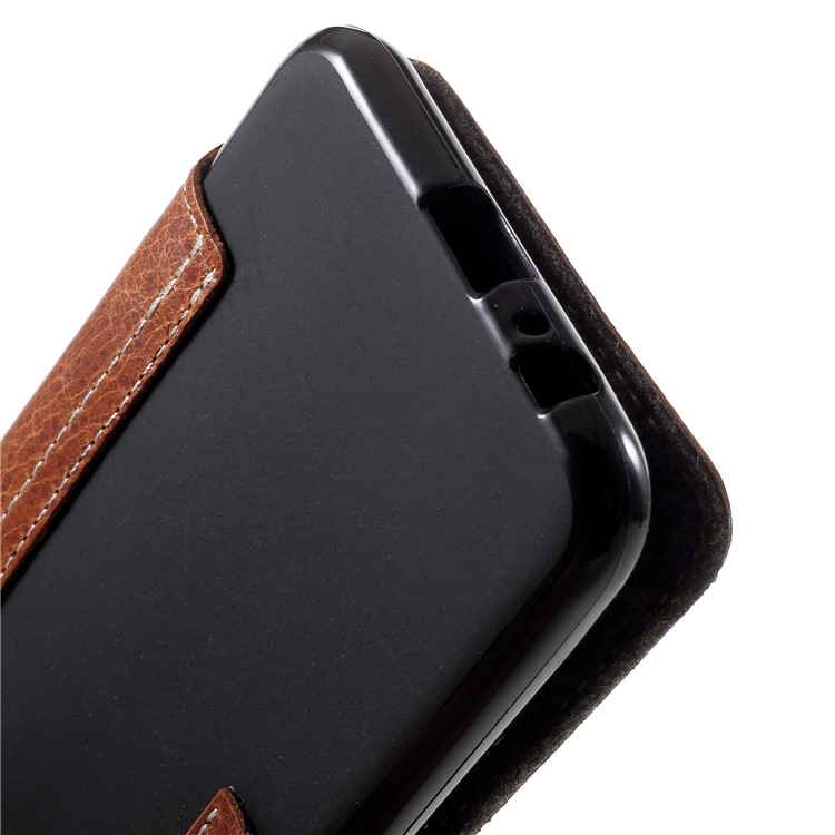 Genuine Leather Wallet Phone Cover for Samsung Galaxy A6 (2018) - Brown-8