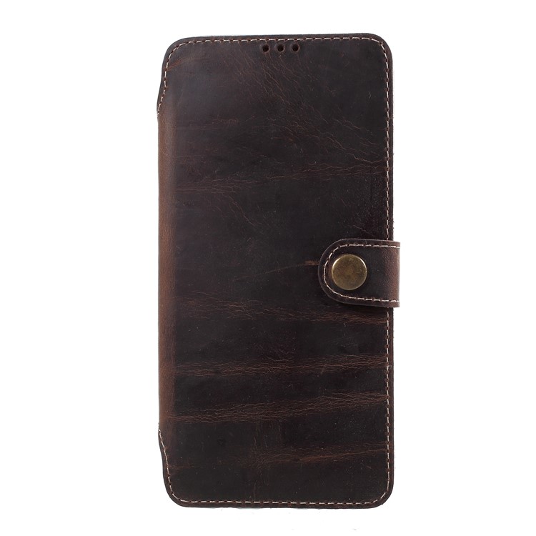 Genuine Leather Wallet Phone Cover for Samsung Galaxy S9+ G965 - Black-2