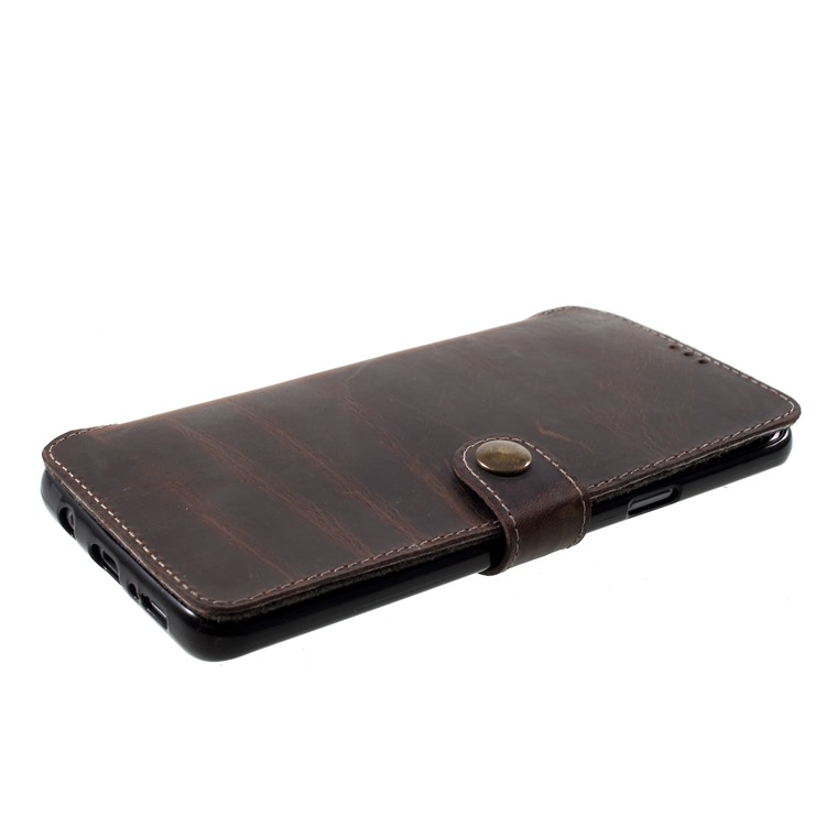 Genuine Leather Wallet Phone Cover for Samsung Galaxy S9+ G965 - Black-5