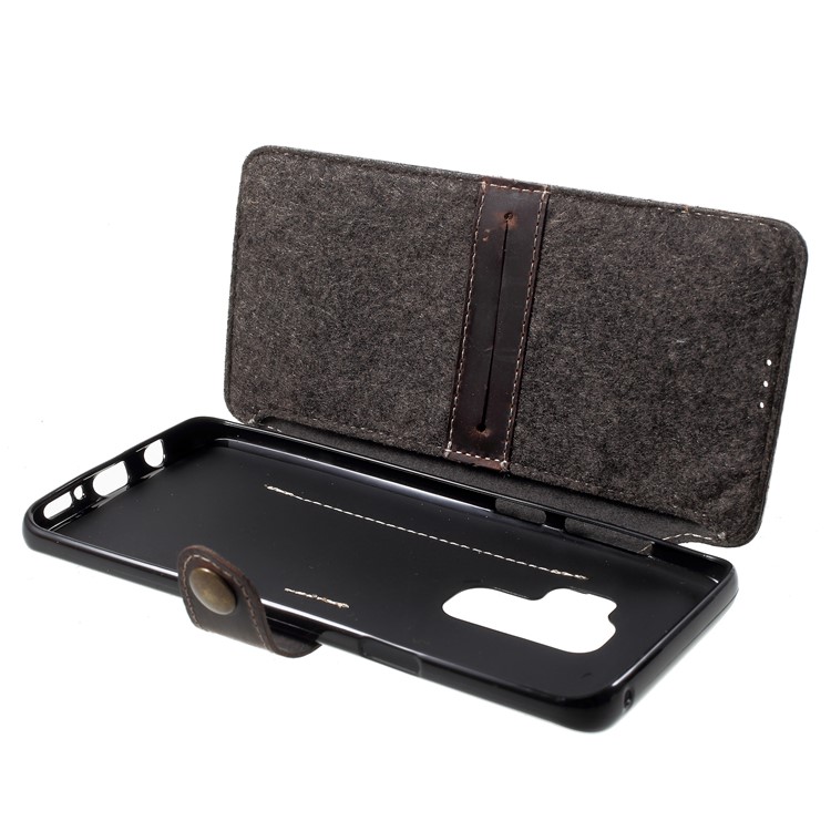 Genuine Leather Wallet Phone Cover for Samsung Galaxy S9+ G965 - Black-6