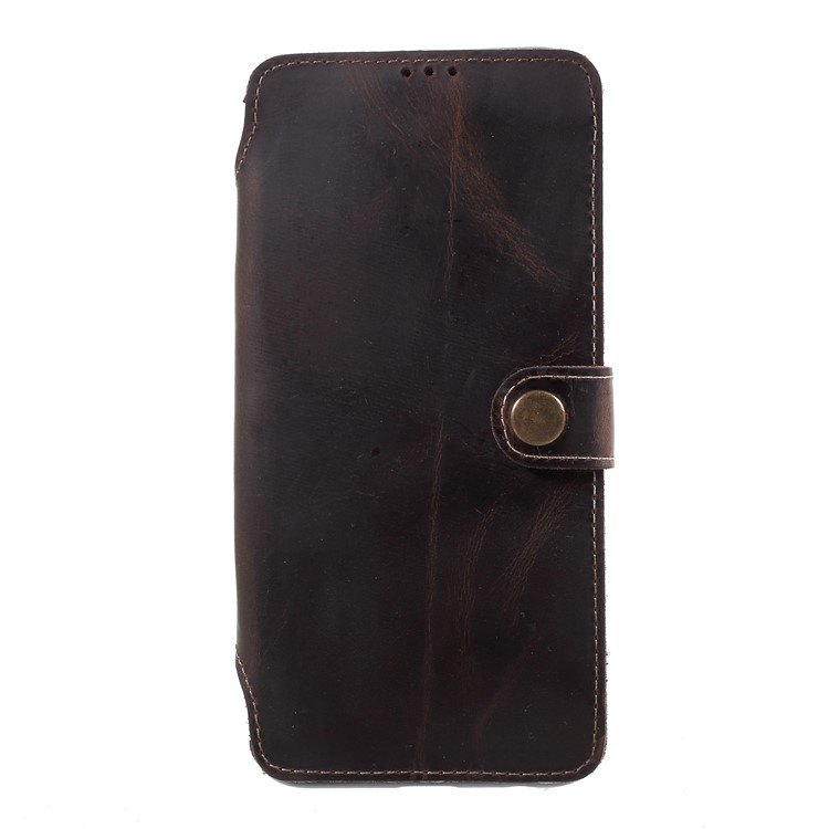Genuine Leather Wallet Phone Cover for Samsung Galaxy A6+ (2018) - Black-2