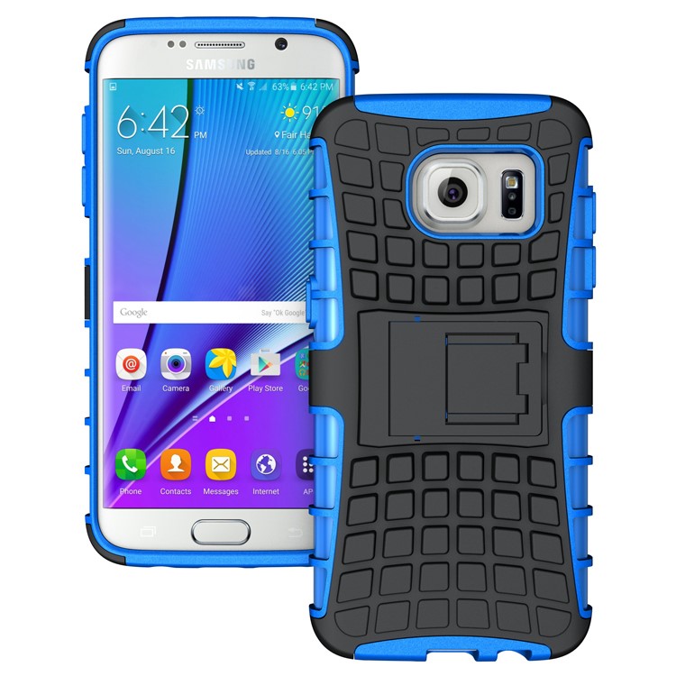 TPU PC Phone Case for Samsung Galaxy S7 edge G935 with Kickstand - Blue-1