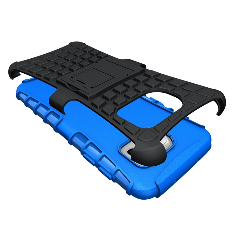 TPU PC Phone Case for Samsung Galaxy S7 edge G935 with Kickstand - Blue-3