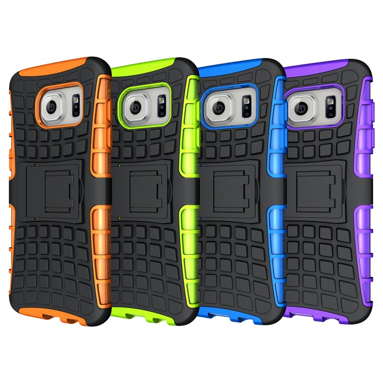 TPU PC Phone Case for Samsung Galaxy S7 edge G935 with Kickstand - Blue-7