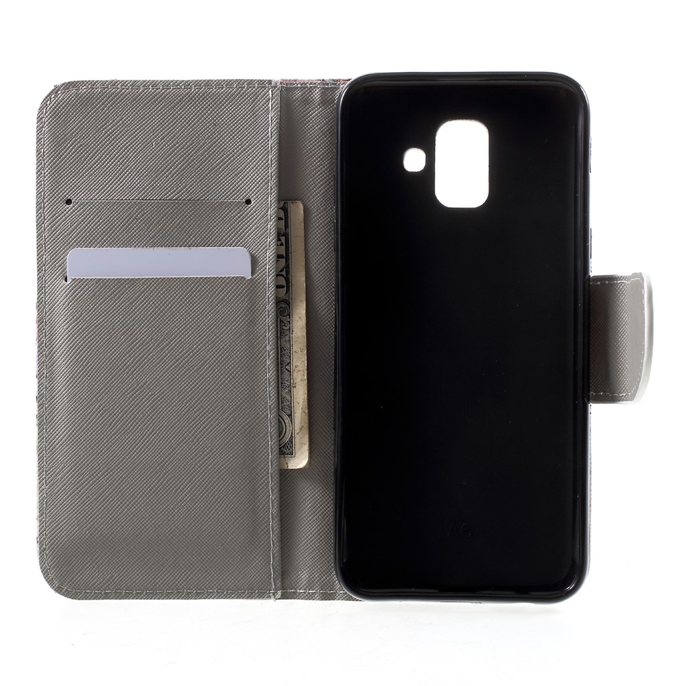 Pattern Printing Cross Texture Leather Wallet Case for Samsung Galaxy A6 (2018) - Eiffel Tower-5