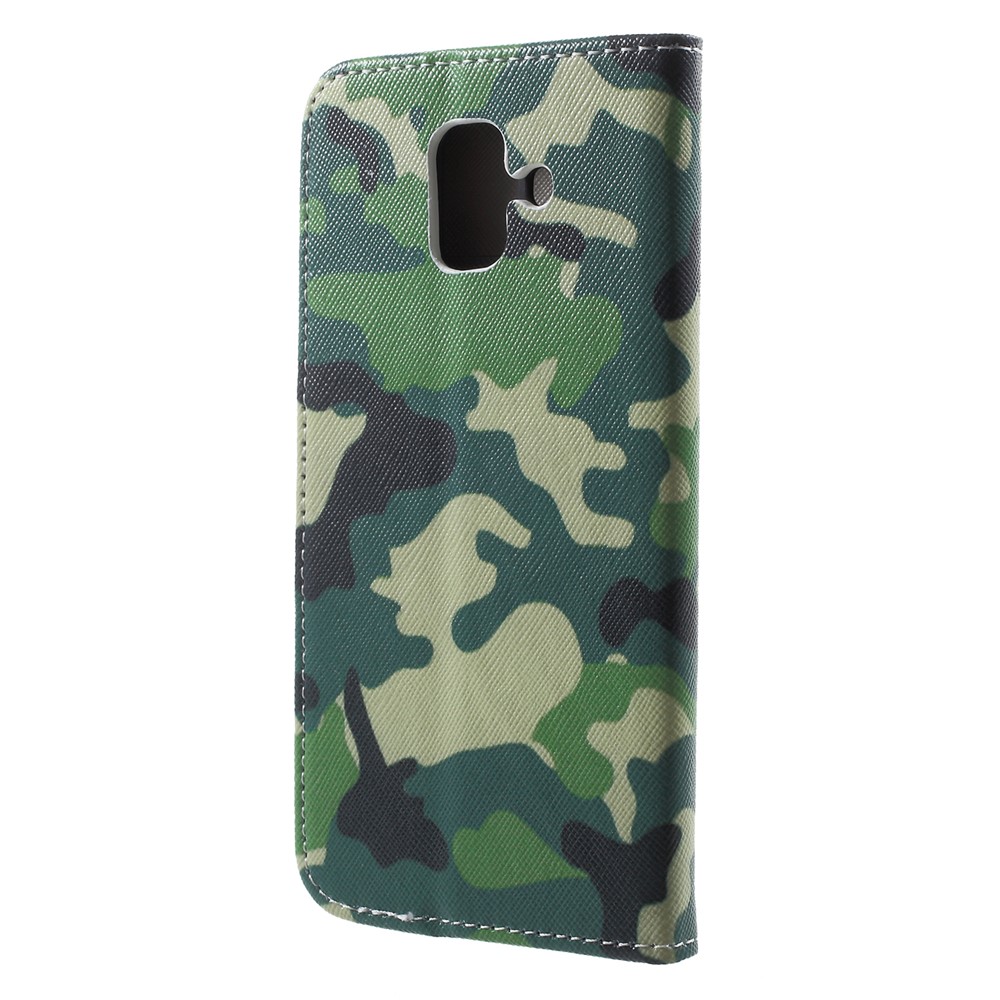 Padrão De Impressão Cruz Textura Carteira De Couro Case Para Samsung Galaxy A6 (2018) - Padrão De Camuflagem-2