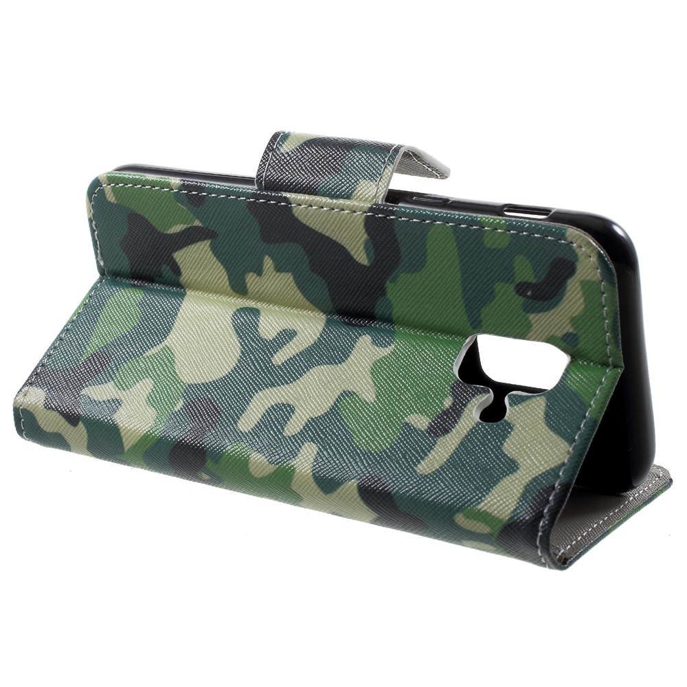 Padrão De Impressão Cruz Textura Carteira De Couro Case Para Samsung Galaxy A6 (2018) - Padrão De Camuflagem-4