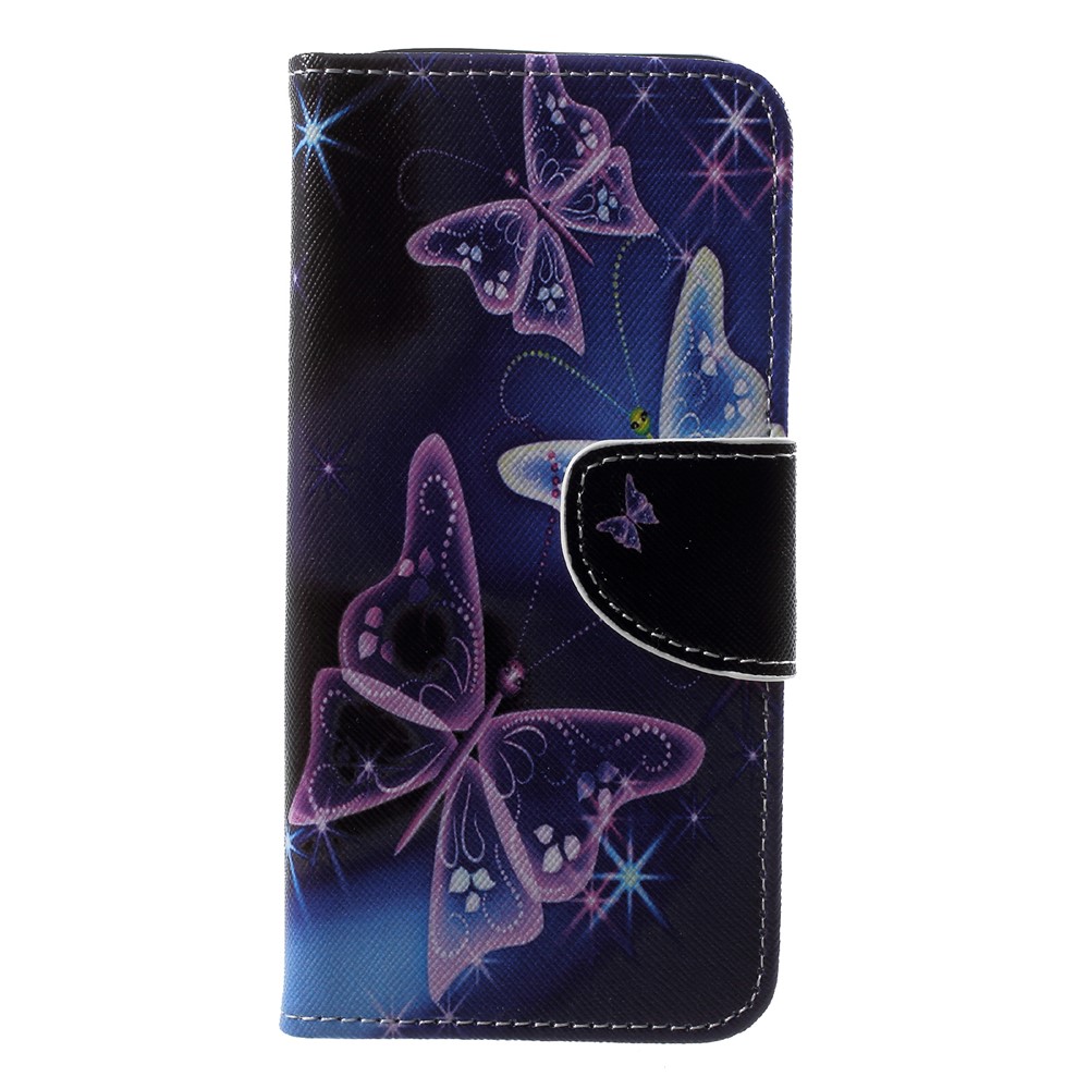 Pattern Printing Cross Texture Leather Wallet Case Phone Shell for Samsung Galaxy A6 (2018) - Vivid Butterflies-1