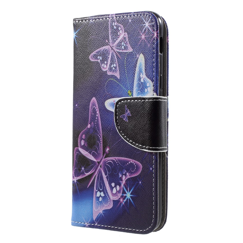 Pattern Printing Cross Texture Leather Wallet Case Phone Shell for Samsung Galaxy A6 (2018) - Vivid Butterflies-3