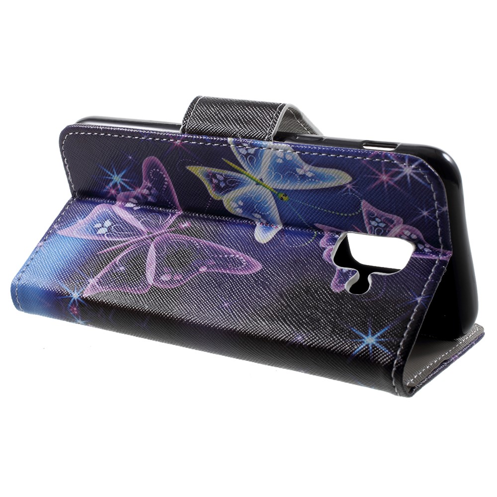 Pattern Printing Cross Texture Leather Wallet Case Phone Shell for Samsung Galaxy A6 (2018) - Vivid Butterflies-4