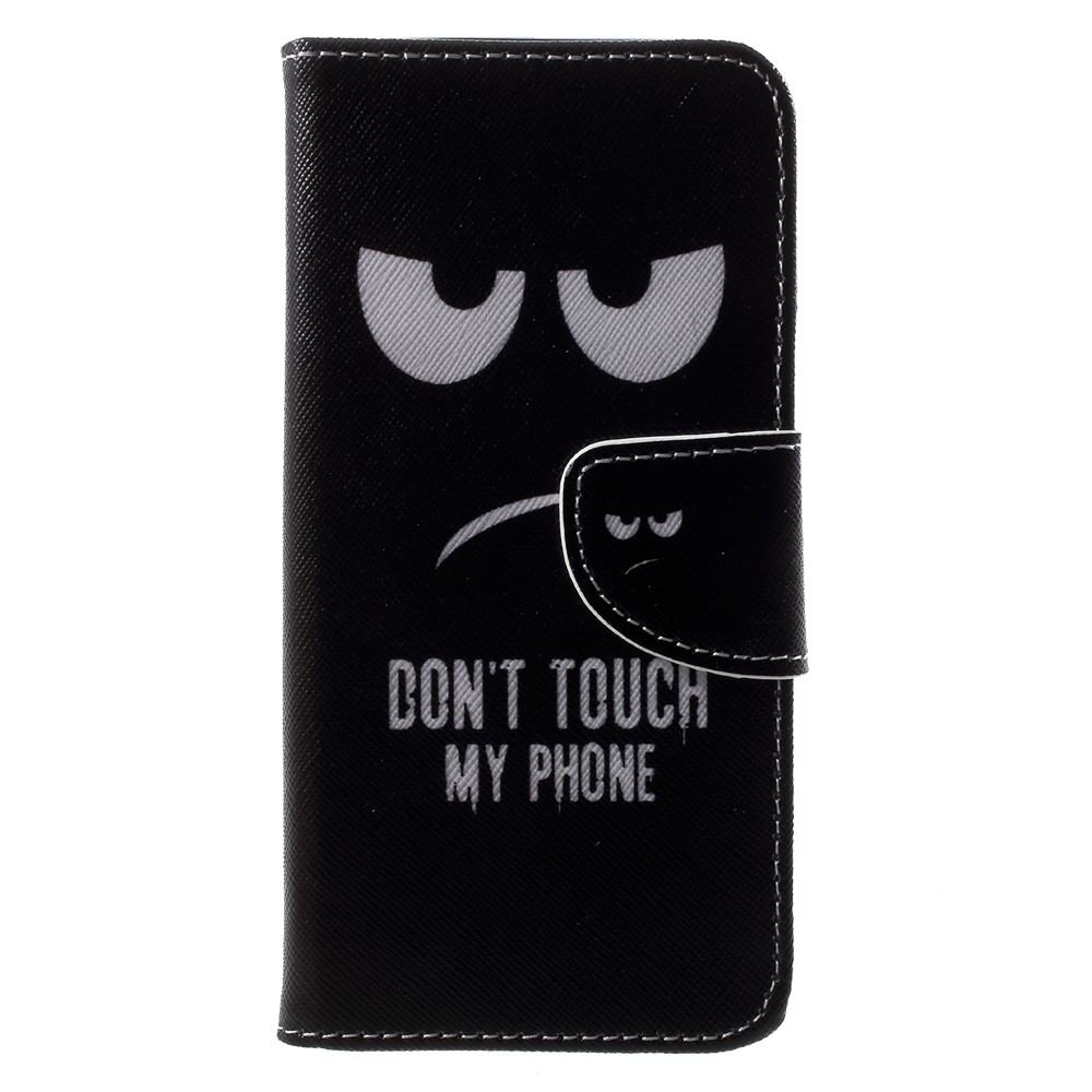 Pattern Printing Cross Texture Cell Phone Leather Wallet Case for Samsung Galaxy A6 (2018) - Do not Touch My Phone-1