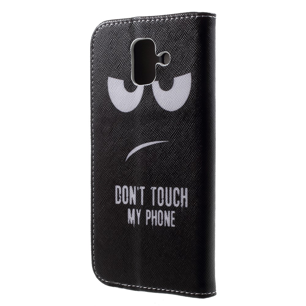 Pattern Printing Cross Texture Cell Phone Leather Wallet Case for Samsung Galaxy A6 (2018) - Do not Touch My Phone-2