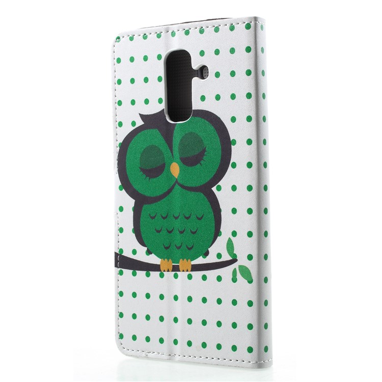 Pattern Printing PU Leather Magnetic Wallet Cover with Stand for Samsung Galaxy A6 Plus (2018) - Sleeping Owl-2