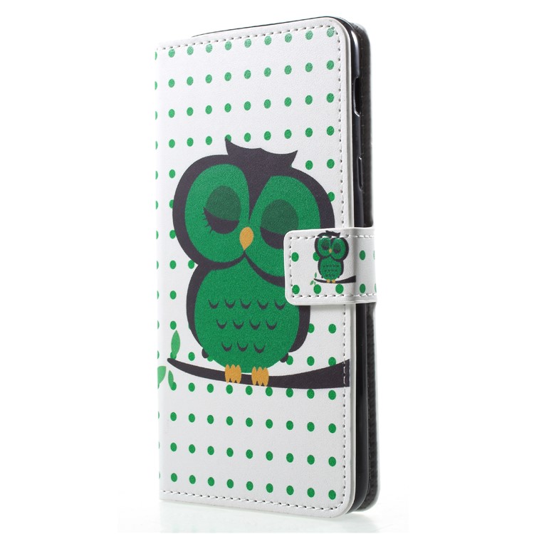 Pattern Printing PU Leather Magnetic Wallet Cover with Stand for Samsung Galaxy A6 Plus (2018) - Sleeping Owl-3
