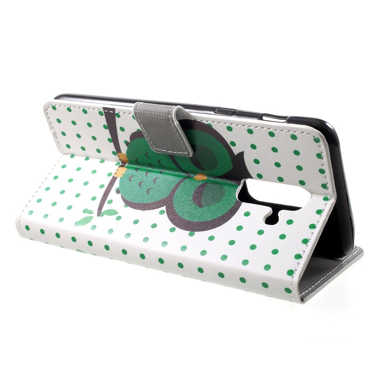 Pattern Printing PU Leather Magnetic Wallet Cover with Stand for Samsung Galaxy A6 Plus (2018) - Sleeping Owl-4