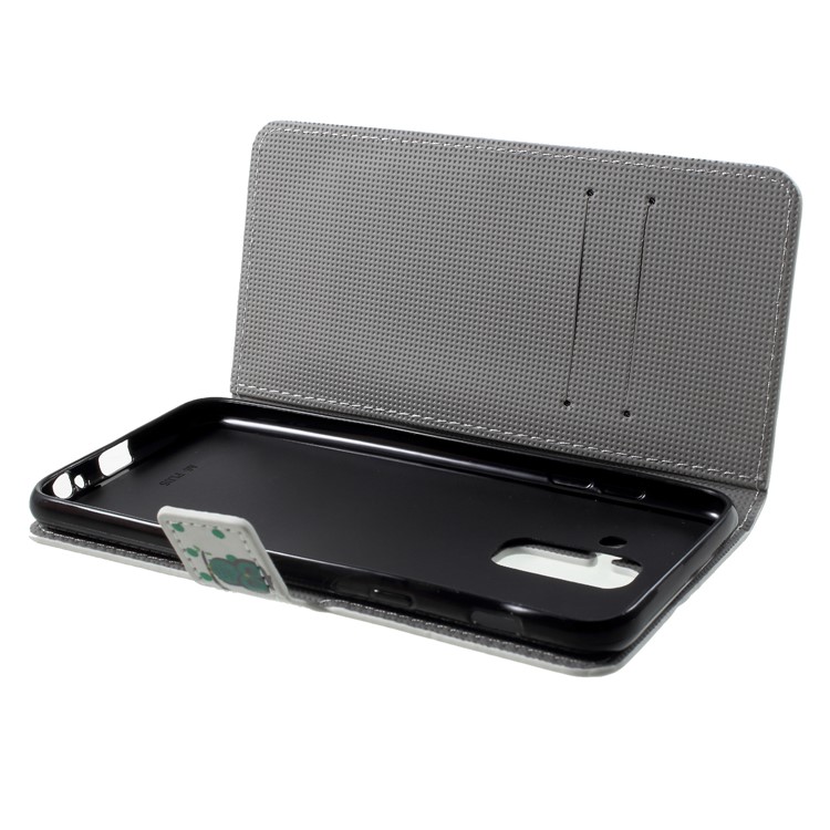 Pattern Printing PU Leather Magnetic Wallet Cover with Stand for Samsung Galaxy A6 Plus (2018) - Sleeping Owl-6